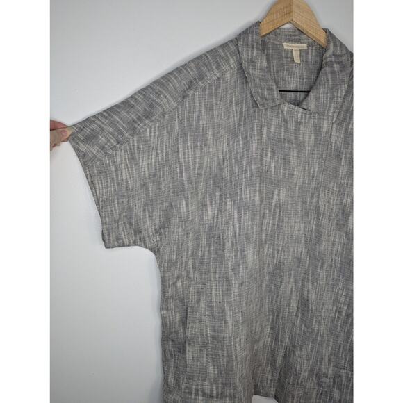 Eileen Fisher Cotton Linen Slub Oversized Boxy Jacket in Dark Pearl - Picture 3 of 8